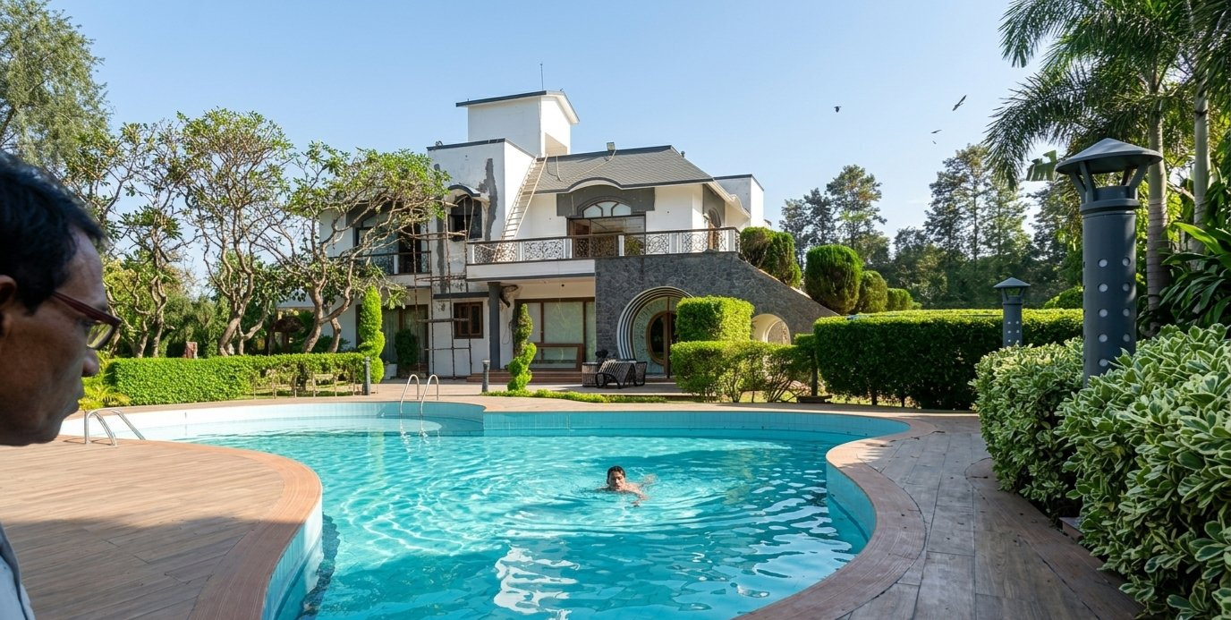 Outdoor farmhouse swimming pool — Sohna Road, Gurgaon